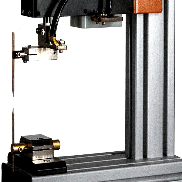 Pro E electromagnetic weld head in opposed configuration close up.